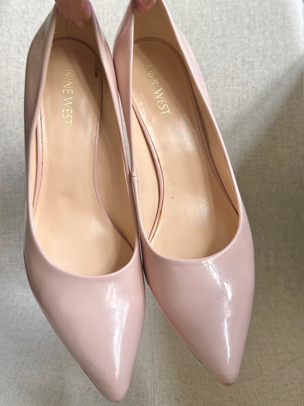 Nine West Pale Pink Patent Pointed-Toe Pumps